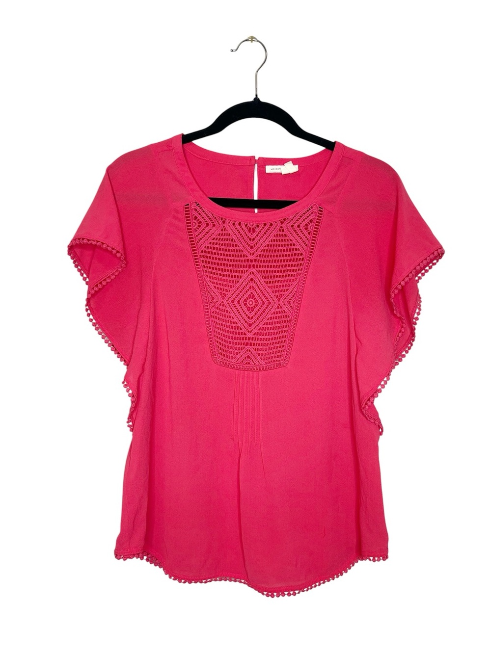 MEADOW RUE Cottagecore Anele Dark Pink Flutter Sleeve Boho Top size XS